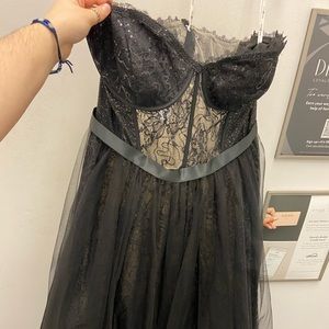 Black Lace Corseted Prom Dress